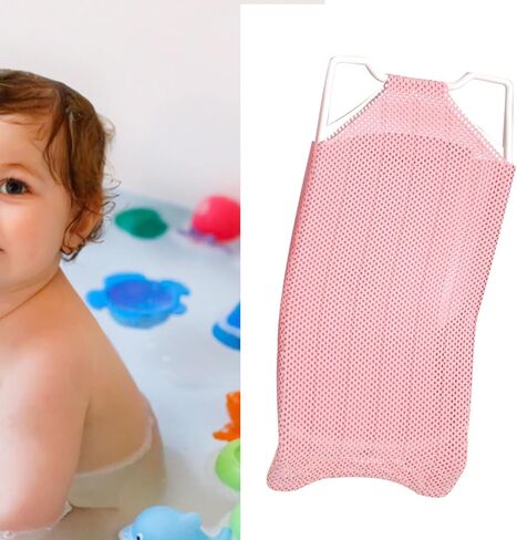 Fafeicy Baby Bath Seat Support Non Slip Mesh Cushion Portable Bath Tub Seat Net for Newborns to Toddlers (Pink, Pillow, Slip Pad) in Saudi Arabia