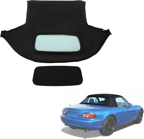 HECASA Convertible Soft Top Compatible with 1990-2005 Mazda Miata with Heated Glass Window, Replacement Soft Roof Black Cabrio Premium Grade Sailcloth Vinyl in Saudi Arabia