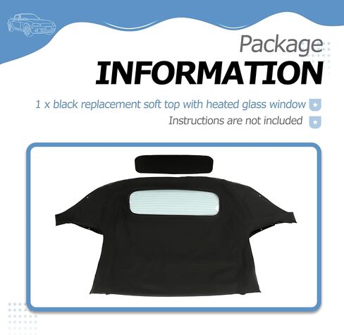 HECASA Convertible Soft Top Compatible with 1990-2005 Mazda Miata with Heated Glass Window, Replacement Soft Roof Black Cabrio Premium Grade Sailcloth Vinyl in Saudi Arabia