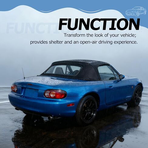 HECASA Convertible Soft Top Compatible with 1990-2005 Mazda Miata with Heated Glass Window, Replacement Soft Roof Black Cabrio Premium Grade Sailcloth Vinyl in Saudi Arabia