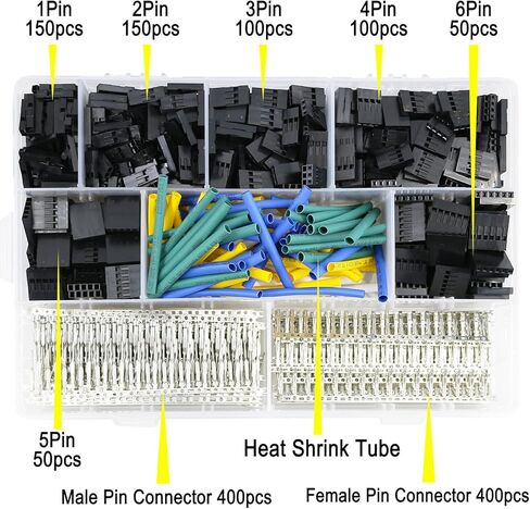مجموعة موصل 360pcs مع DuPont2.54mm 1-6pin موصل الإسكان والذكور/الإناث محطة تجعيد 40pin 26awg سلك 5.9in in Kuwait