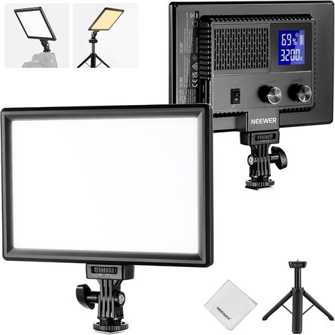 NEEWER Basics 13" LED Video Light Panel, 20W Ultra Thin Bi Color Dimmable DSLR Camera Soft Photo Key Lighting for Streaming Studio Photography Podcast Recording, 8000mAh/3200-5600K/CRI97+, NL-192B in Saudi Arabia