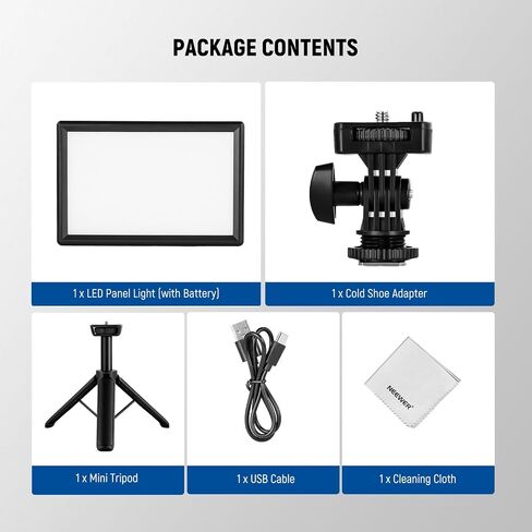 NEEWER Basics 13" LED Video Light Panel, 20W Ultra Thin Bi Color Dimmable DSLR Camera Soft Photo Key Lighting for Streaming Studio Photography Podcast Recording, 8000mAh/3200-5600K/CRI97+, NL-192B in Saudi Arabia
