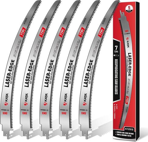KATA 15 Inch Pruning Reciprocating Saw Blades, 7 TPI for Branches, 5 Pack | Value Pack SK5 Curved Wood Cutting Blades for Thick Branches, Green Wood, Fallen Limbs, Firewood and Property Cleanup in Saudi Arabia