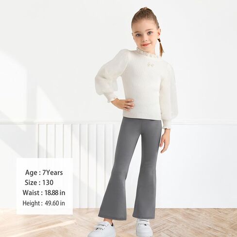 Girls Flare Pants Leggings Casual High Waisted Yoga Pants Kids Padded Bell Bottoms 5-13 Years in Saudi Arabia