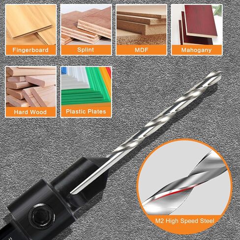 Deckrkat 12 قطعة c.utersink bit prit-3-in-1 Wood Counterbore Kit for#6#8#10#12#16 SCELS | 82 ° Chamfer ، عمق قابل للتعديل | 5 أجزاء احتياطية ، 2 حلقات الحد ، مفتاح السداسي ، القضية. in Kuwait