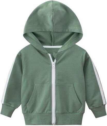 Baby Toddler Boys Girls Zip Up Hoodie Sweatshirt Unisex Cotton Hooded Jackets Coat Casual Fall Shirts Tops Red 2T in Saudi Arabia