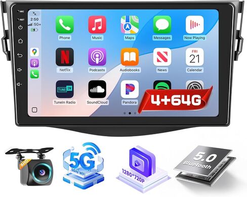 [FIT J-B-L] راديو سيارة لتويوتا RAV4 2007 2008 2008 2010 2011 مع Carplay Android Auto ، 4+64G 9 بوصة شاشة Thouch Screen مع 1280 * 720 32EQ GPS WiFi in Saudi Arabia
