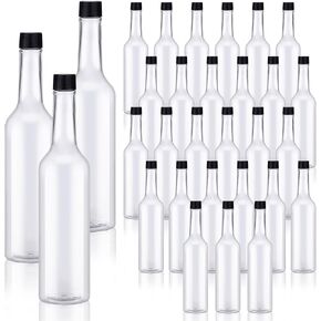 Tioncy 15 oz Plastic Long Neck Bottle Empty Clear Liquor Wine Bottles with Screw on Caps Reusable Coquito Containers for Drinks Condiment DIY Craft Decoration(20 Pcs) in Kuwait