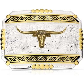 Montana Silversmiths Men's River Rock Cascade Longhorn Buckle Silver One Size in Kuwait