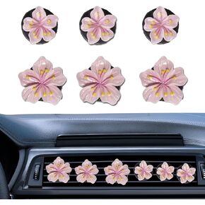 NIIIYTYB 6Pcs Cute Car Air Freshener Vent Clips Flower Air Vent Clips for Fresheners Pink Hawaiian Hibiscus and Cherry Blossom Car Accessories Aesthetic Interior Decor for Women Peach Blossom in Kuwait