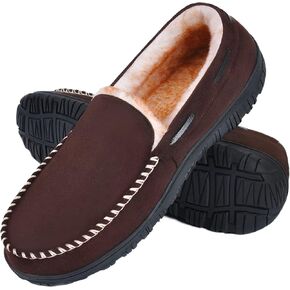 MIXIN Men's Moccasin Slippers Warm Fuzzy House Shoes with Memory Foam & Non-Slip Sole, Indoor/Outdoor Winter Comfort for Men in Kuwait