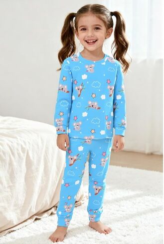 Little Hand Toddler Girls Pajama Cute Dinosaur Pjs Strawbeery Jammies Kids Kitty Cat 2 Piece Flamingo Sleepwear Sets Age 2-7 in Saudi Arabia