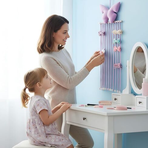 Long Bow Holder for Girls Hair Bow Organizer 31.5 Inch Pink Hanger Hair Accessories Storage Hanging Decoration for Girls Room Bedroom Living Room in Saudi Arabia