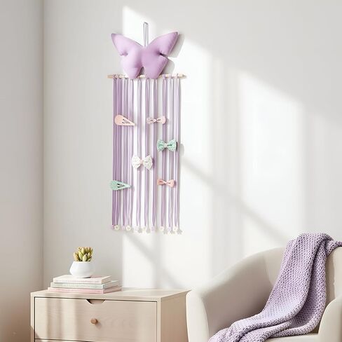 Long Bow Holder for Girls Hair Bow Organizer 31.5 Inch Pink Hanger Hair Accessories Storage Hanging Decoration for Girls Room Bedroom Living Room in Saudi Arabia