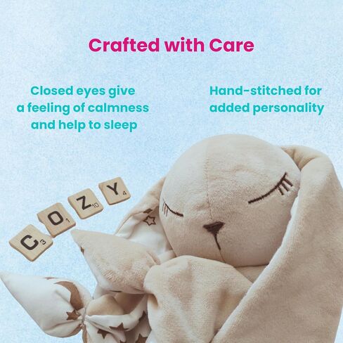 Bunny Lovey Security Blanket – Safe and Soft Toddler, Infant Lovey for Comfort & Cuddles, Newborn Snuggle Toy, Neutral Baby Gift for Boys or Girls. Big Size 16in. in Saudi Arabia