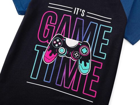 Tebbis Boys Summer Pajama Set ، 3 قطع Gamer PJS‌-أكمام قصيرة ، أعلى دبابات وسروال شورت ناعم صفراء النوم حجم 6-18 in Kuwait