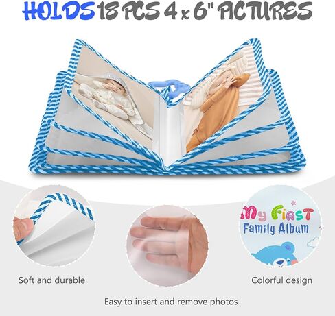 Fintie Baby Photo Album 4x6 Inch, 18 Photos My First Family Album Book with Soft Cloth Cover & Hook for Newborn/Toddlers/Kids/Baby Shower Memory Birthday Gifts, Raining Hearts in Saudi Arabia