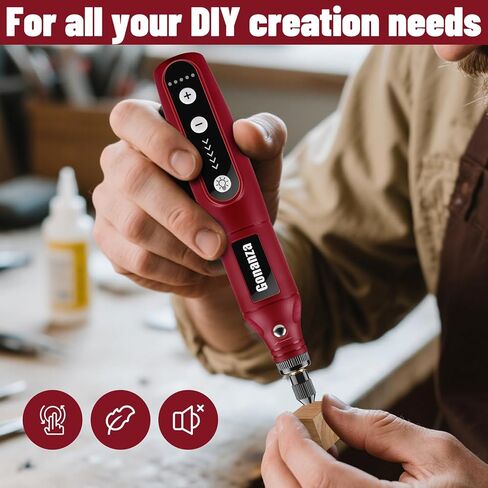 GONANZA Mini Cordless Rotary Tool Kit - 5-Speed, 3.7V Power Supply with LED Light 62 Accessories for Engraving, Sanding, Polishing, Type-C Rechargeable Perfect for DIY Crafts and Precision Work in Saudi Arabia