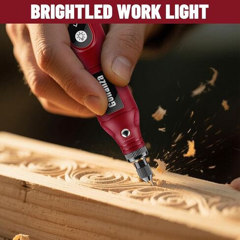 GONANZA Mini Cordless Rotary Tool Kit - 5-Speed, 3.7V Power Supply with LED Light 62 Accessories for Engraving, Sanding, Polishing, Type-C Rechargeable Perfect for DIY Crafts and Precision Work in Saudi Arabia