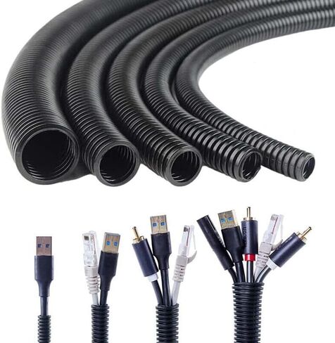 50 FT 5/8" 16mm Black Split Loom Conduit Polyethylene Tubing Twice The Density of Our Competitors Guaranteed in Saudi Arabia
