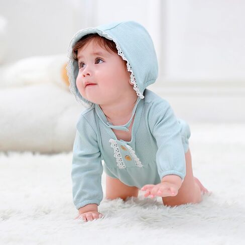 MAMIMAKA Newborn Baby Girl Clothes Cotton Bubble Rompers Infant Outfit Floral Long Sleeve Bodysuit, 3 Pack in Saudi Arabia