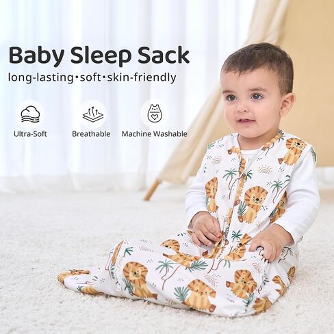 Baby Sleep Sack 12-18 Months, 0.5 TOG Wearable Blanket for Baby Boy and Girl, 2-Way Zipper Toddler Sleeping Bag 2 Pack, Lightweight Sleep Sacks Orange Flower（Large） in Saudi Arabia