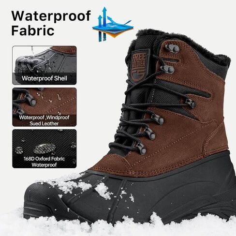 FREE SOLDIER Mens Snow Winter Boots for Men Warm Fleece Lining Winter Ski Shoes Waterproof Insulated Booties in Saudi Arabia