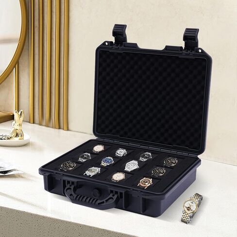 12-slot Watch Display Case, Watch Carry Organizer, Travel Storage Protection Shockproof Pressure, Travel & Storage Watch Case for Men, Watch Enthusiasts, Collectors, Space Saving (Blue) in Kuwait