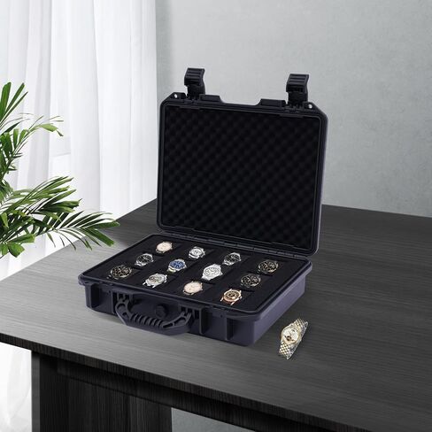 12-slot Watch Display Case, Watch Carry Organizer, Travel Storage Protection Shockproof Pressure, Travel & Storage Watch Case for Men, Watch Enthusiasts, Collectors, Space Saving (Blue) in Kuwait