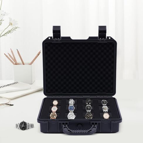 12-slot Watch Display Case, Watch Carry Organizer, Travel Storage Protection Shockproof Pressure, Travel & Storage Watch Case for Men, Watch Enthusiasts, Collectors, Space Saving (Blue) in Kuwait