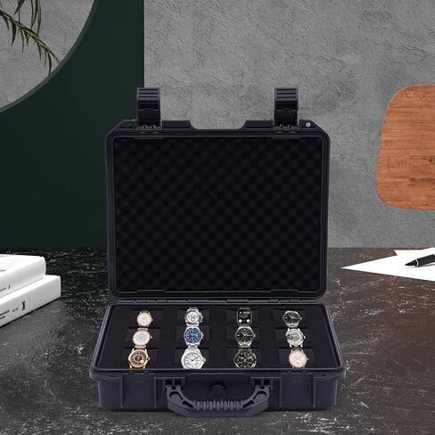 12-slot Watch Display Case, Watch Carry Organizer, Travel Storage Protection Shockproof Pressure, Travel & Storage Watch Case for Men, Watch Enthusiasts, Collectors, Space Saving (Blue) in Kuwait
