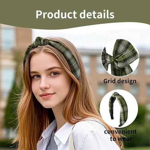 5 Pcs Plaid Headband Set - Padded Scrunchies Bow, Christmas Hair Clips Accessories for Girls (Red) in Saudi Arabia