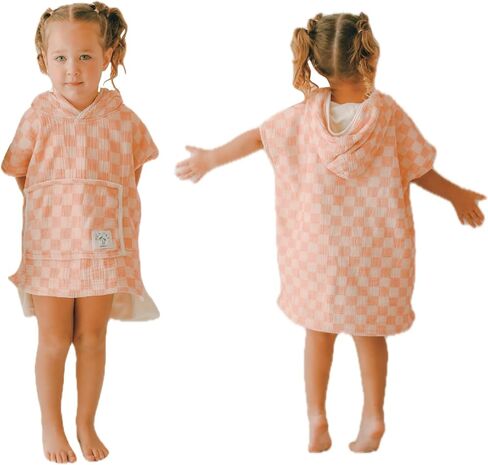 Hooded Towel for Toddlers – Muslin Cotton Checker Print – Ultra Soft, Absorbent, Lightweight in Saudi Arabia
