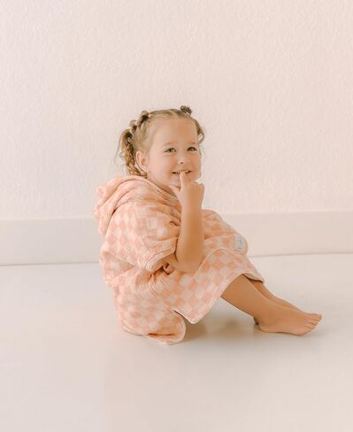 Hooded Towel for Toddlers – Muslin Cotton Checker Print – Ultra Soft, Absorbent, Lightweight in Saudi Arabia