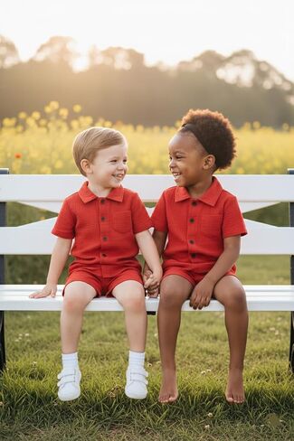Optranest Toddler Baby Boy Close Summer Colling Block Short Sleeve Button Button Down Tops + Cotton Pants Outfit Set in Kuwait