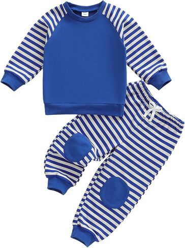 wdehow Toddler Baby Boy Fall Clothes Dinosaur Embroidered Long Sleeve Sweatshirt Elastic Waist Pant Set Winter Outfits in Saudi Arabia