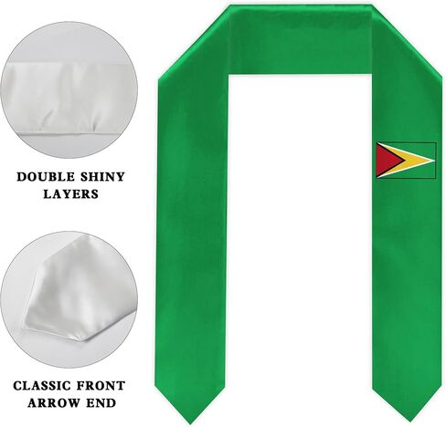 Morocco Flag Graduation Stole Satin Stole Scarf for Study Aboard International Students 72" Length in Kuwait