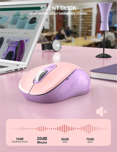 Trueque Wireless Mouse E702 2.4GHz Portable Computer Mouse with USB Receiver, Comfortable Silent Mice for Laptop, Chromebook, PC, Notebook, Desktop, Windows, Mac (Blue&Pink) in Kuwait