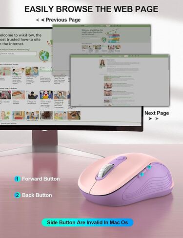 Trueque Wireless Mouse E702 2.4GHz Portable Computer Mouse with USB Receiver, Comfortable Silent Mice for Laptop, Chromebook, PC, Notebook, Desktop, Windows, Mac (Blue&Pink) in Kuwait
