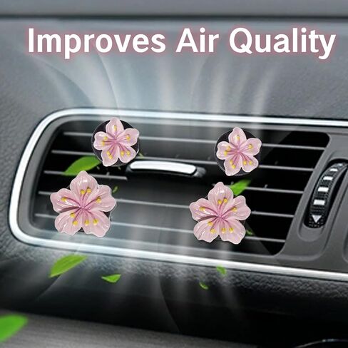 NIIIYTYB 6Pcs Cute Car Air Freshener Vent Clips Flower Air Vent Clips for Fresheners Pink Hawaiian Hibiscus and Cherry Blossom Car Accessories Aesthetic Interior Decor for Women Peach Blossom in Kuwait