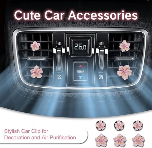 NIIIYTYB 6Pcs Cute Car Air Freshener Vent Clips Flower Air Vent Clips for Fresheners Pink Hawaiian Hibiscus and Cherry Blossom Car Accessories Aesthetic Interior Decor for Women Peach Blossom in Kuwait