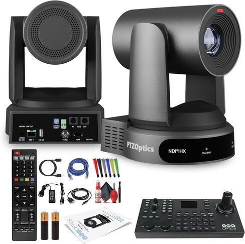 PTZOptics Move 4K SDI/HDMI/USB/IP PTZ Camera with 20x Optical Zoom (White) (PT20X-4K-WH-G3) + PTZOptics SuperJoy PTZ Camera Joystick Controller + Cleaning Kit and Color Wire Ties Bundle in Saudi Arabia
