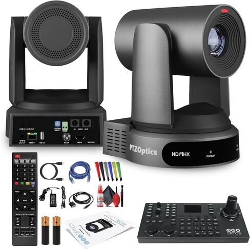 PTZOptics Move 4K SDI/HDMI/USB/IP PTZ Camera with 20x Optical Zoom (White) (PT20X-4K-WH-G3) + PTZOptics SuperJoy PTZ Camera Joystick Controller + Cleaning Kit and Color Wire Ties Bundle in Saudi Arabia