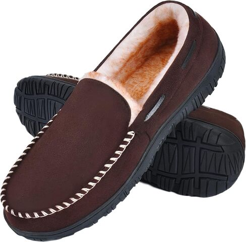 MIXIN Men's Moccasin Slippers Warm Fuzzy House Shoes with Memory Foam & Non-Slip Sole, Indoor/Outdoor Winter Comfort for Men in Kuwait