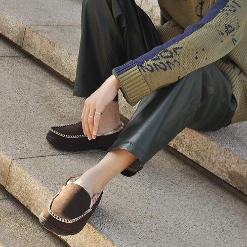 MIXIN Men's Moccasin Slippers Warm Fuzzy House Shoes with Memory Foam & Non-Slip Sole, Indoor/Outdoor Winter Comfort for Men in Kuwait