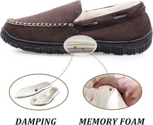 MIXIN Men's Moccasin Slippers Warm Fuzzy House Shoes with Memory Foam & Non-Slip Sole, Indoor/Outdoor Winter Comfort for Men in Kuwait