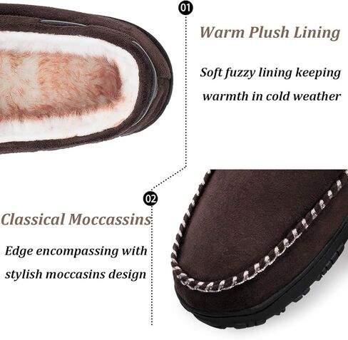 MIXIN Men's Moccasin Slippers Warm Fuzzy House Shoes with Memory Foam & Non-Slip Sole, Indoor/Outdoor Winter Comfort for Men in Kuwait