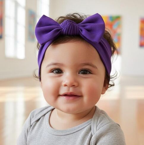 Baby Girl Headbands 0–6 Months – Newborn Infant Soft Cotton Handmade Bow Headband, Stretchy No Mark Baby Hair Accessories (Soft White, 0-6 Month) in Saudi Arabia