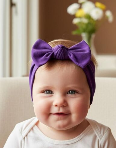 Baby Girl Headbands 0–6 Months – Newborn Infant Soft Cotton Handmade Bow Headband, Stretchy No Mark Baby Hair Accessories (Soft White, 0-6 Month) in Saudi Arabia